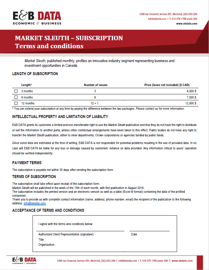 Subscription Form - Market Sleuth